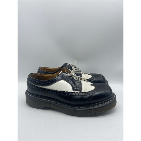 Vtg Dr Martens Shoes Mens 8 Black and White WingTip 90s Y2k Chunky 3989